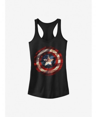 Clearance Marvel Captain America Flag Shield Girls Tank $7.97 Tanks