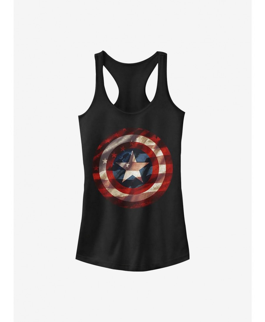 Clearance Marvel Captain America Flag Shield Girls Tank $7.97 Tanks