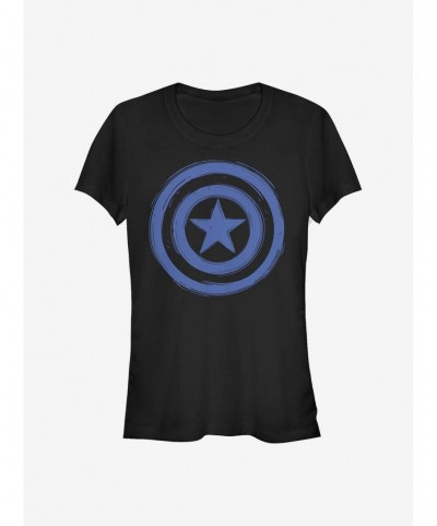 High Quality Marvel Captain America Woodcut Cap America Girls T-Shirt $11.21 T-Shirts