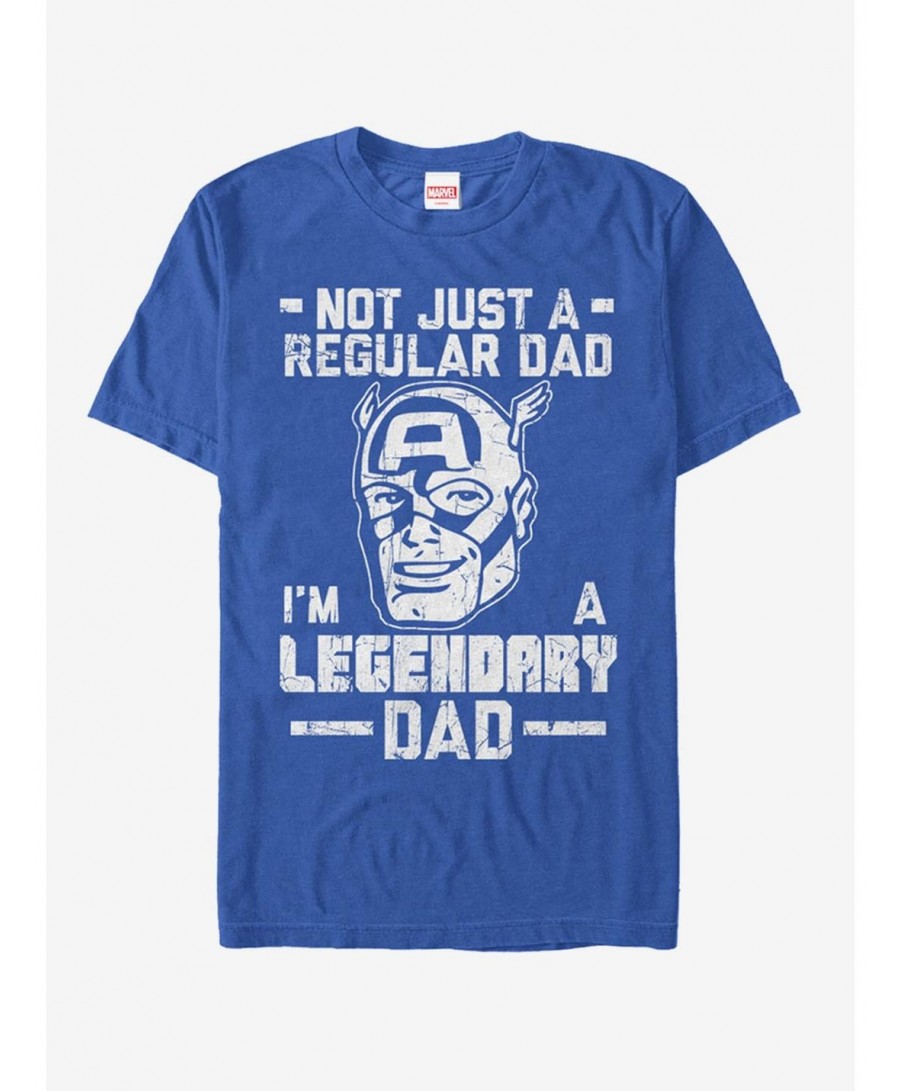 Seasonal Sale Marvel Captain America Legendary Dad Man T-Shirt $9.08 T-Shirts