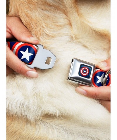 Discount Sale Marvel Captain America Shield Repeat Seatbelt Buckle Dog Collar $10.96 Pet Collars