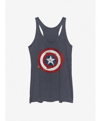 Pre-sale Discount Marvel Captain America Spray Logo Girls Tank $8.81 Tanks