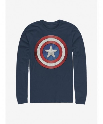 Exclusive Marvel Captain America Shiny Shield Long-Sleeve T-Shirt $15.46 T-Shirts