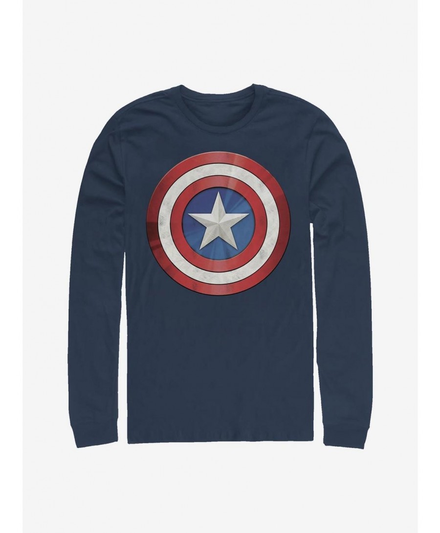 Exclusive Marvel Captain America Shiny Shield Long-Sleeve T-Shirt $15.46 T-Shirts