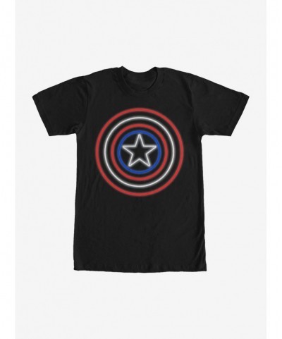 Exclusive Price Marvel Captain America Shield Neon Light T-Shirt $8.37 T-Shirts