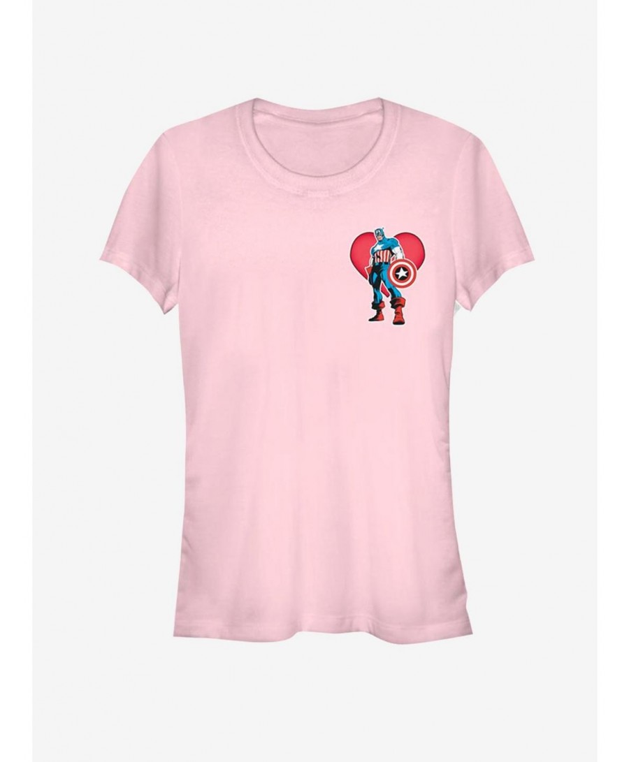 Exclusive Price Marvel Captian America Heart Pocket Girls T-Shirt $10.96 T-Shirts