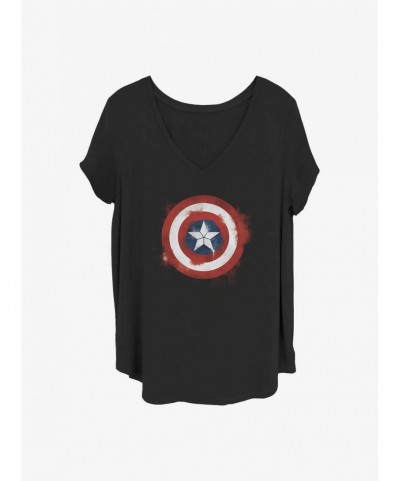 Limited Time Special Marvel Captain America Spray Logo Girls T-Shirt Plus Size $10.69 T-Shirts