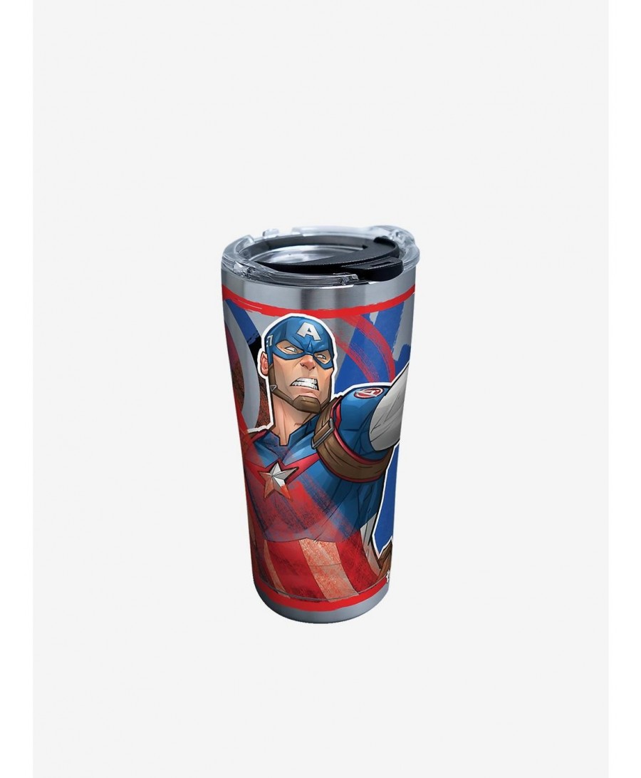 Trendy Marvel Captain America Iconic 20oz Stainless Steel Tumbler With Lid $13.26 Others