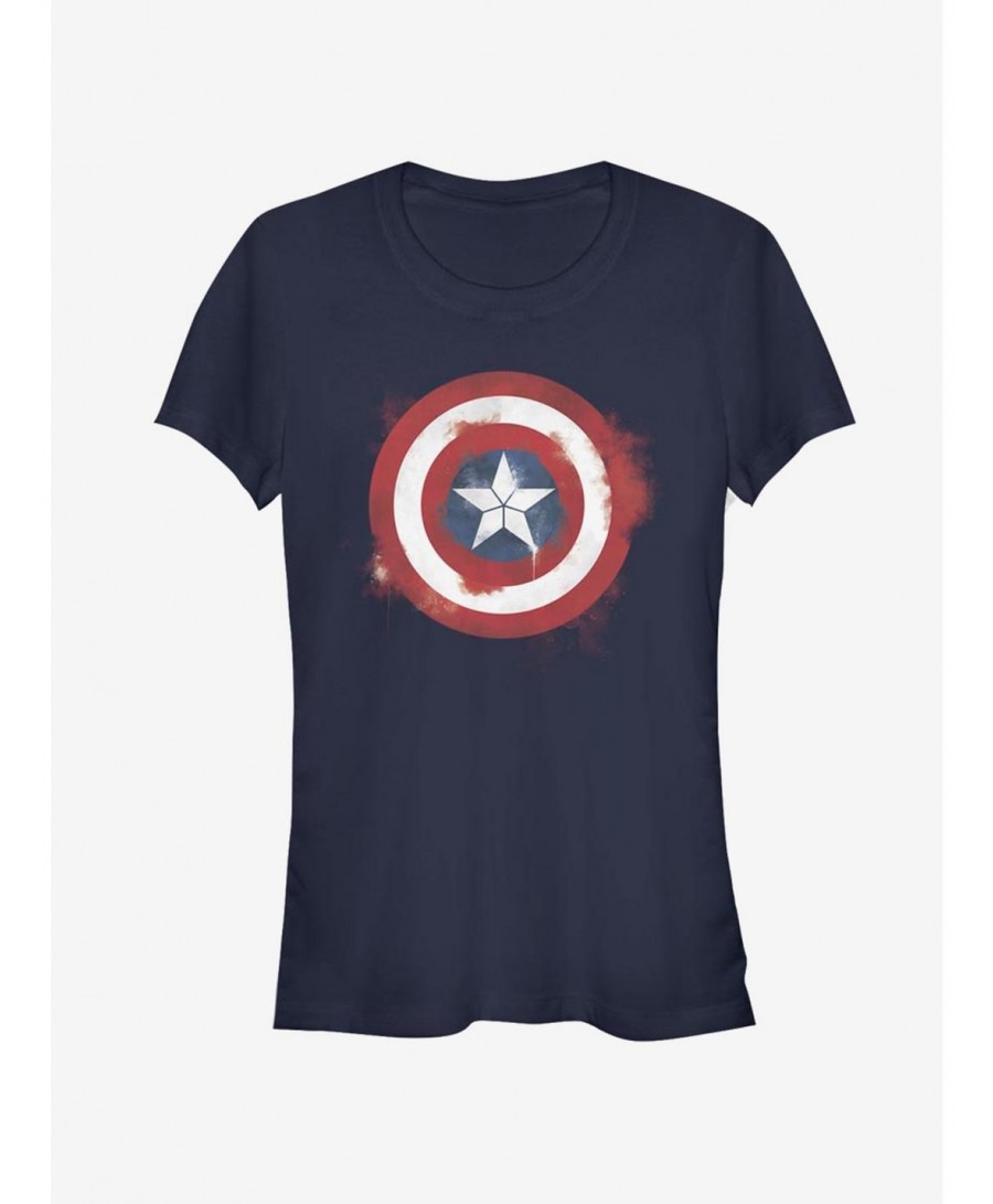 Huge Discount Marvel Captain America Spray Logo Girls T-Shirt $8.47 T-Shirts