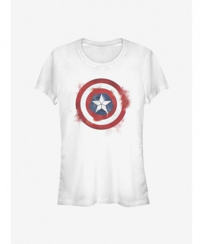 Huge Discount Marvel Captain America Spray Logo Girls T-Shirt $8.47 T-Shirts