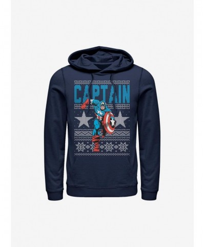 Big Sale Marvel Captain America Ugly Holiday Sweater Hoodie $14.82 Hoodies