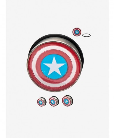 Clearance Marvel Single Flare Steel Captain America Logo Plugs $6.08 Others