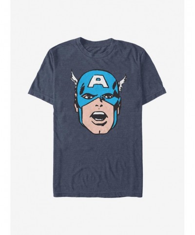 Huge Discount Marvel Captain America Cartoon Head T-Shirt $10.99 T-Shirts