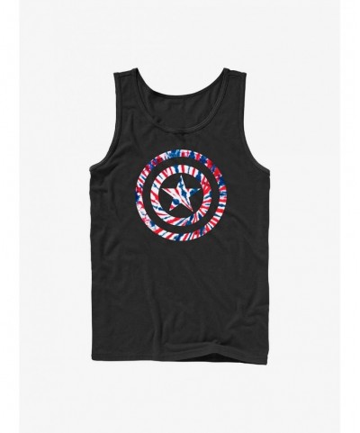 New Arrival Marvel Captain America Tie-Dye Shield Tank $9.71 Tanks