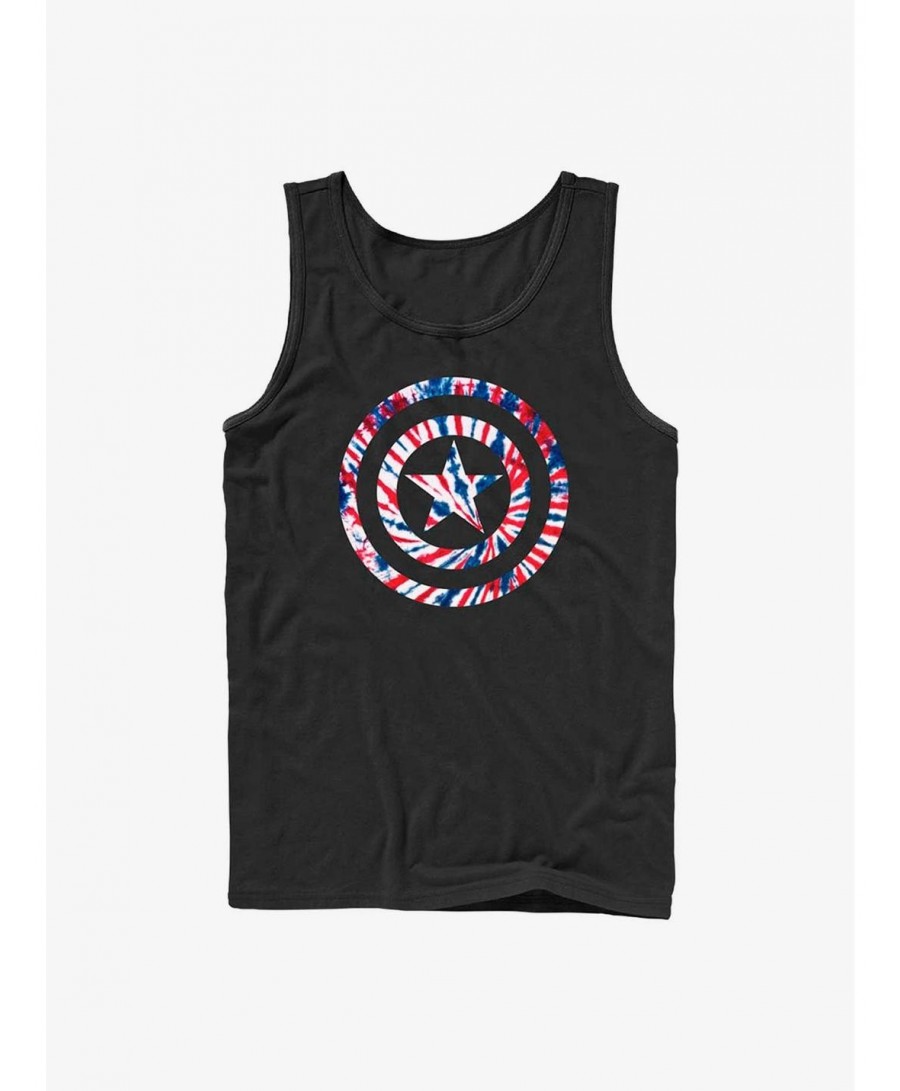 New Arrival Marvel Captain America Tie-Dye Shield Tank $9.71 Tanks