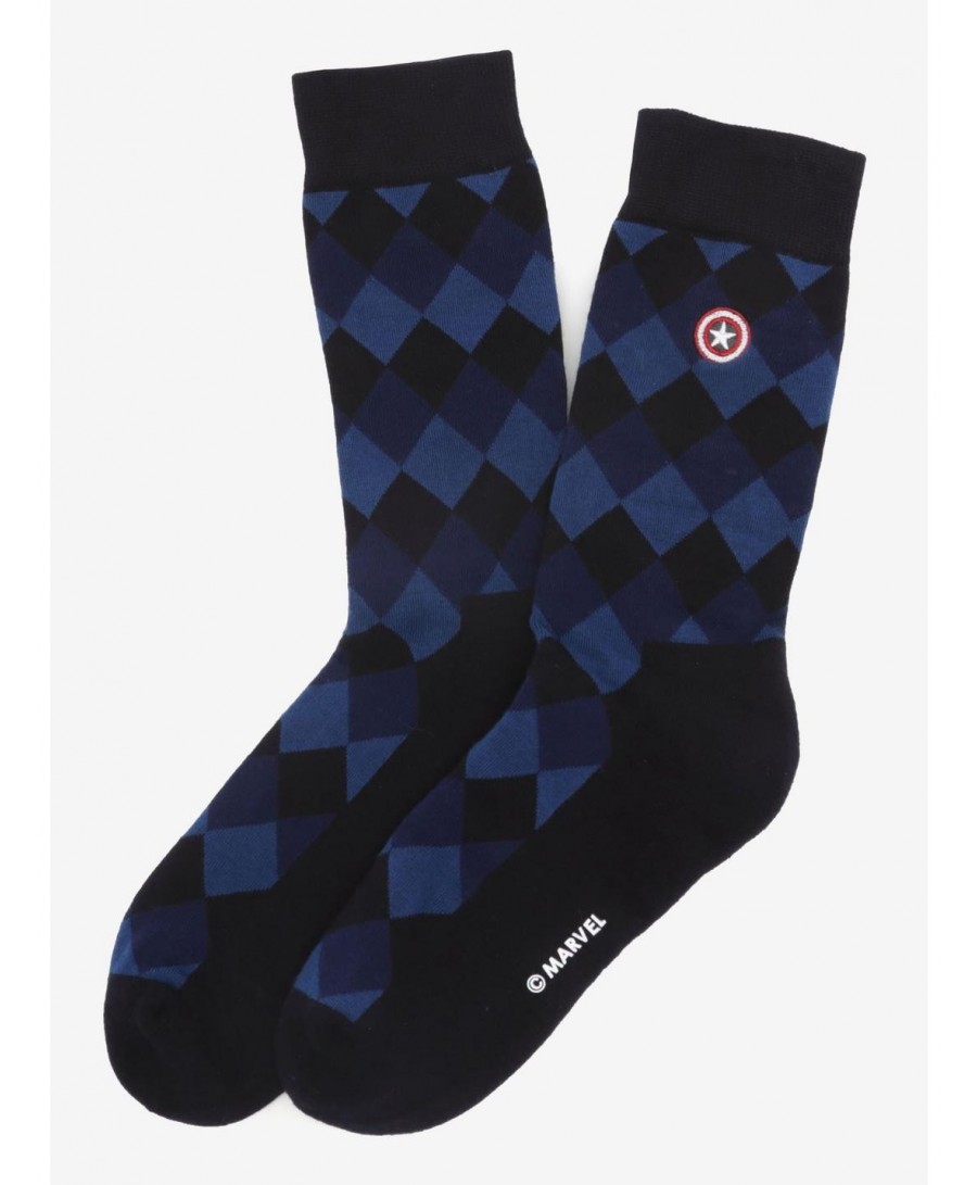 Pre-sale Marvel Captain America Argyle Blue Socks $9.95 Socks