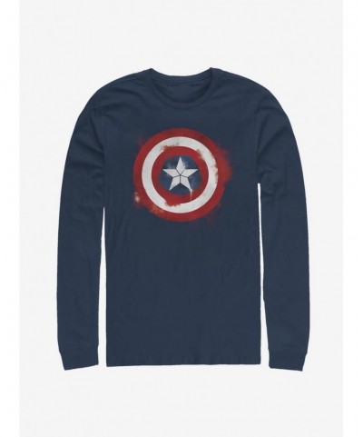 Exclusive Price Marvel Captain America Spray Logo Long-Sleeve T-Shirt $16.12 T-Shirts