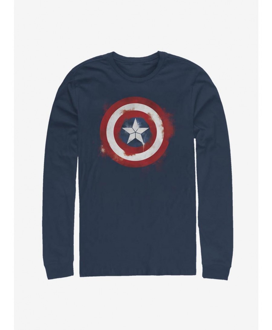 Exclusive Price Marvel Captain America Spray Logo Long-Sleeve T-Shirt $16.12 T-Shirts