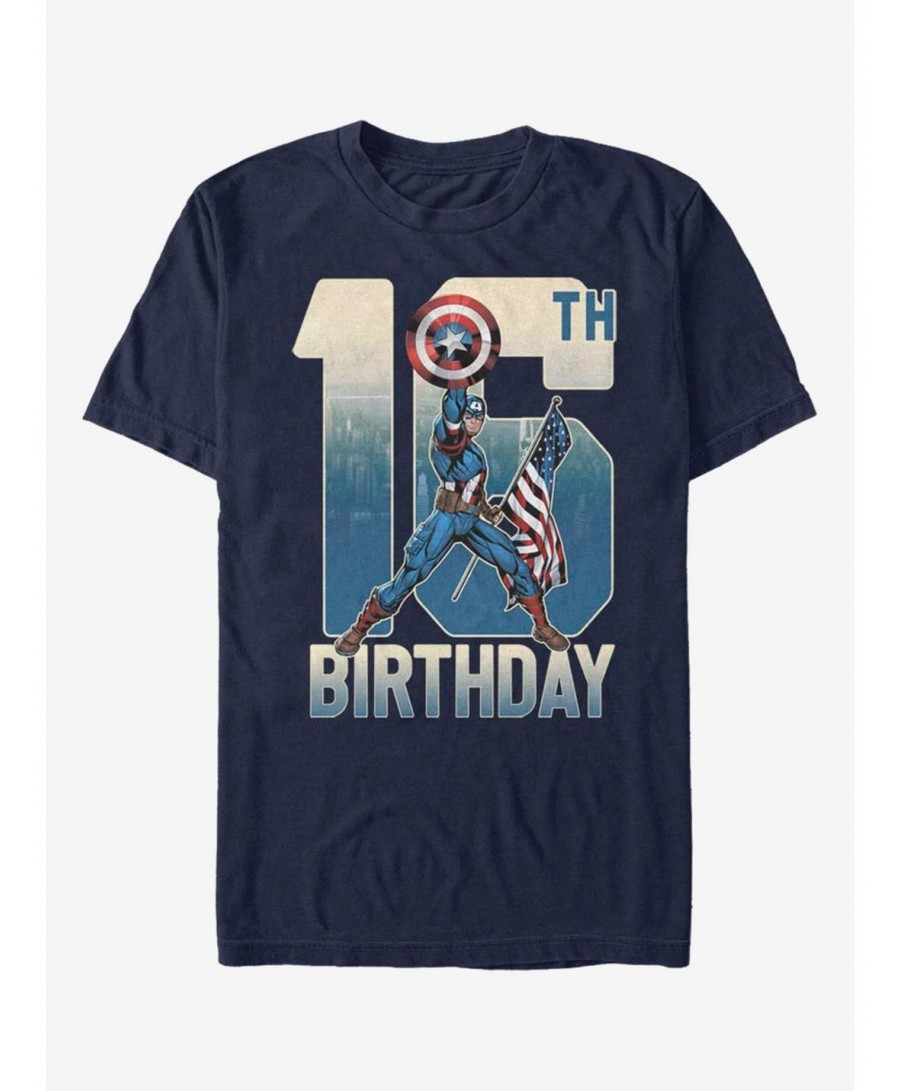 Special Marvel Captain America 16th Birthday T-Shirt $8.60 T-Shirts