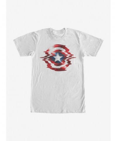 Discount Marvel Captain America Shield Glitch T-Shirt $10.52 T-Shirts