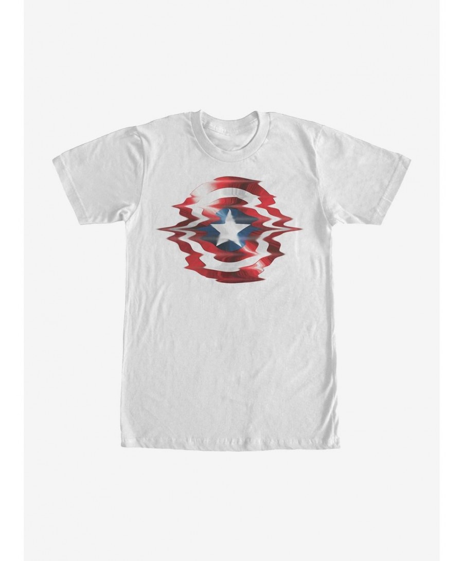 Discount Marvel Captain America Shield Glitch T-Shirt $10.52 T-Shirts