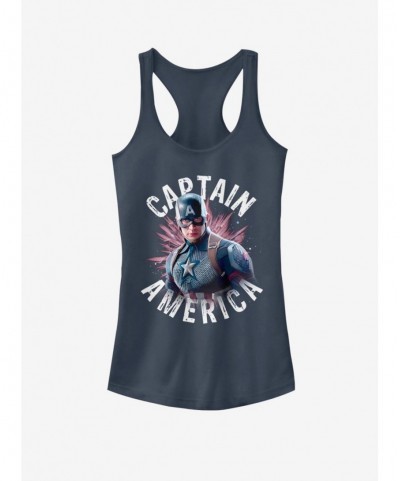 Clearance Marvel Captain America Captain Burst Girls Tank $7.72 Tanks