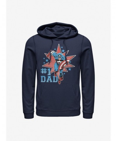 Trendy Marvel Captain America Number One Dad Hoodie $21.10 Hoodies