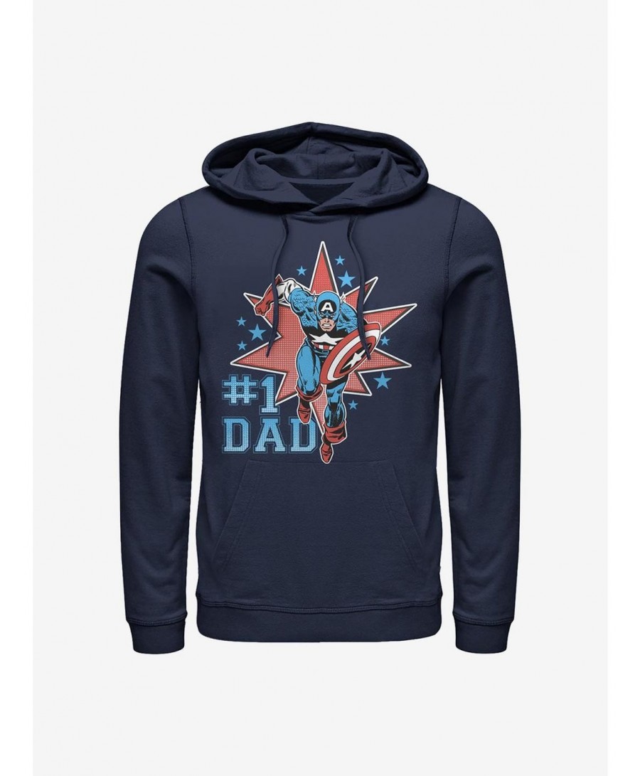 Trendy Marvel Captain America Number One Dad Hoodie $21.10 Hoodies