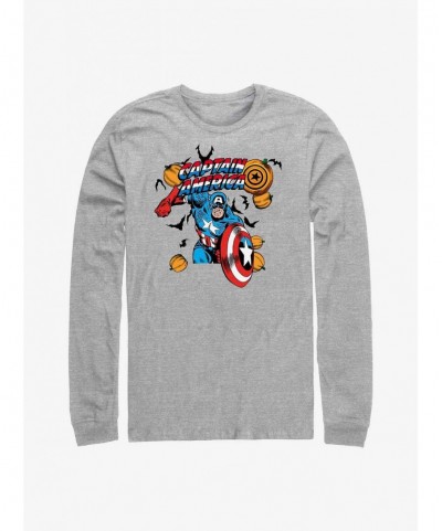 Limited-time Offer Marvel Captain America Pumpkins Long-Sleeve T-Shirt $12.83 T-Shirts