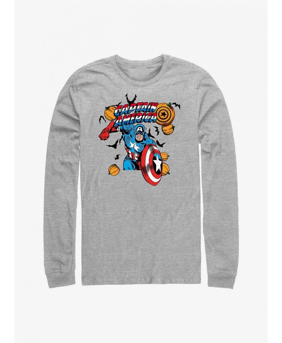 Limited-time Offer Marvel Captain America Pumpkins Long-Sleeve T-Shirt $12.83 T-Shirts