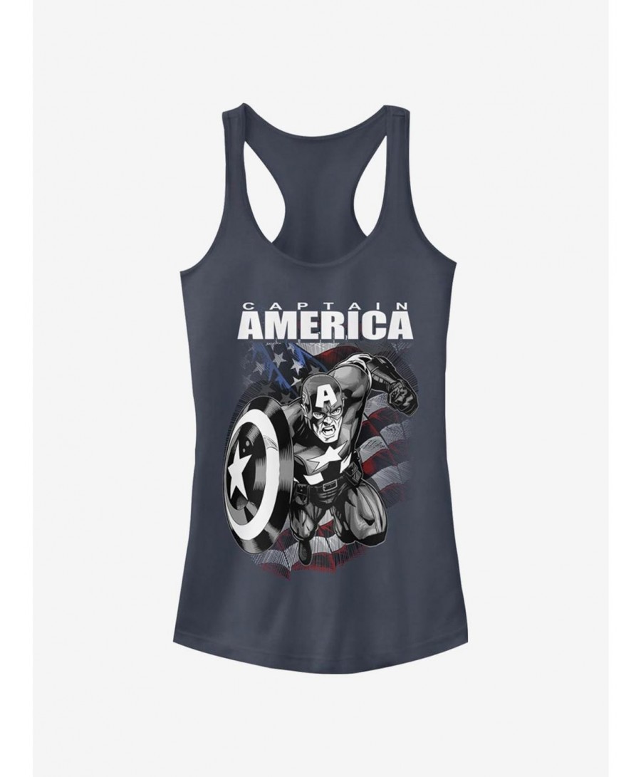 Hot Sale Marvel Captain America Captain America Girls Tank $10.96 Tanks